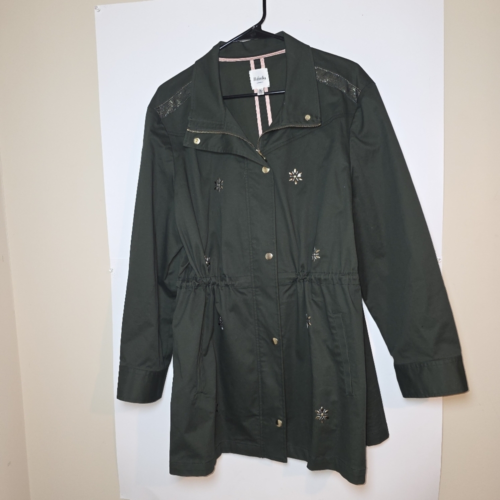 Rafaella Weekend Forest Green Jacket Gold Silver Details Women's XL